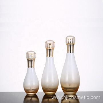 Wholesales high-grade Bowling shape Gradient golden cosmetics electroplating glass bottle/jars with good price